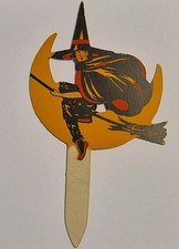 Vintage 1920’s Dennison paper Halloween Witch Cupcake Topper Party Decoration 🎃 picture