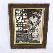 Vintage Framed Wall Art Babe Ruth Elgin Watch Magazine Ad Advertisement Man Cave picture