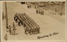 WWI BROOKLYN NEW YORK NY Soldiers Marching to Class CBS AD Vintage RPPC picture