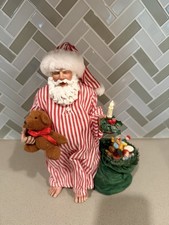 Possible Dreams Clothtique Sleepy Time Santa #15203 Teddy Bear Candle Toy Sack picture