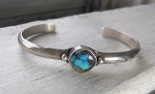 Vintage Sterling Silver Turquoise Cuff Bracelet Native American Old Pawn 17grams picture