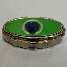 Pill Box Green Fair Banff Canada Souvenir Deer Enamel Retro picture