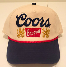 Coors Banquet Embroidered Snapback Cap Hat White/Navy Breweriana picture