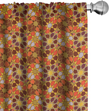 Retro Curtains, Colorful Rhythmic Traditional 70'S Vintage Flowers Inspired Moti picture