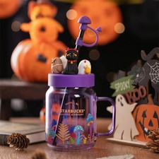 Starbucks China 2021 Halloween Night Elf Purple 18oz Glass Mason Straw Cup picture