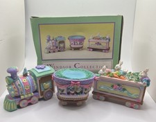 VTG Windsor Collection 3 Piece Resin Easter Bunny Train Decoration New in Box  picture