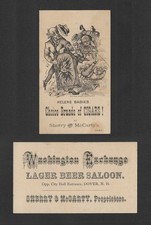 c1880's Washington Exchange Tobacco Cigar Card - Lager Beer Saloon - Dover, NH picture