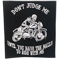 Don't Judge Me Biker rider jeans jacket badge Iron/Sew on Embroidered patch picture