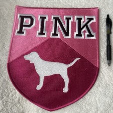 RARE Vintage Victoria's Secret PINK Giant Display Patch Crest - Pink Chevron Dog picture