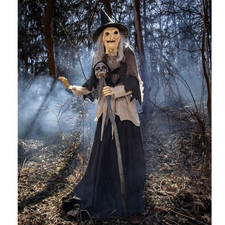 6 Ft Animated Lunging Witch Light-Up Halloween Prop with Sound Decor picture