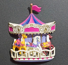Vintage 1980s Nobel Hall 3D Refrigerator Magnet Set Carousel 3 Horses Kitsch picture