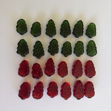 Lot of 24 Vintage Red and Green Glass Hard Candies Christmas Trees Bowl Fillers picture