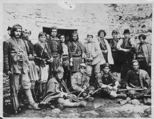 Armed Albanian men awaiting arrival First World War, Albania, circ Old Photo picture