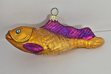 1997 Christopher Radko Goldie Fish Gold Purple Glass Christmas Ornament U313AQ picture