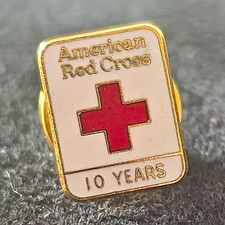 Vintage American Red Cross 10 Year Service Pin 24K Gold Electroplate D.L. Co Ena picture