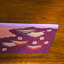 Vintage Japanese Style Floral Handkerchief Purple Pink Signed Seal Mid Century picture