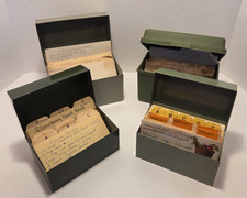 Lot Of 4 Vintage Recipes Handwritten in 3 Ohio art and 1 Borden box picture
