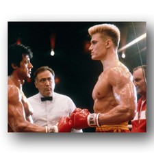 Dolph Lundgren Sylvester Stallone Photo 8x10 Rocky IV Film Set 1985 Los Angeles picture