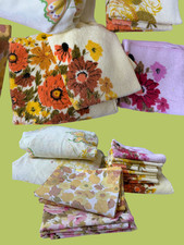 Vintage 70s Floral Towels, Pillows & Butterfly Twin Sheets Cannon & Misc. picture