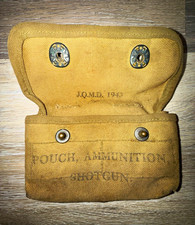 WWII U.S. J.Q.M.D. 1943 Shotgun Ammunition Pouch Canvas Snap Closure Marked U.S. picture