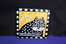Laurel Burch 1998 6 x 6 Trivet/Tile - Spotted Black Cat picture