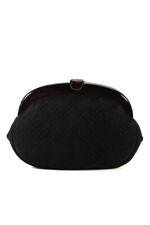Bottega Veneta Womens Suede Quilted Clutch Handbag Black Brown picture