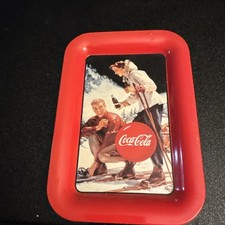 Vintage 1990s Coca-Cola Skiing Theme Metal Serving Tray  picture