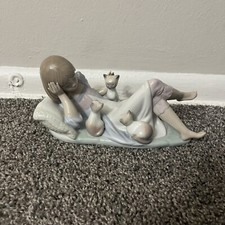 Lladro #5760 Interrupted Nap Girl With 3 Kittens 1990 Glazed Retired Mint Rare picture