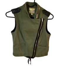 Princess Vera Wang Women's Size Small Green Zip Up Vest W/ Drawstring Back picture