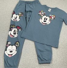 Disney Mickey Mouse Embroidered Floral Lounge Set Tee & Joggers M/S adult picture