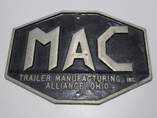 VTG MAC Trailer Manufacturing Aluminum Plaque Original Advertising Sign Alliance picture