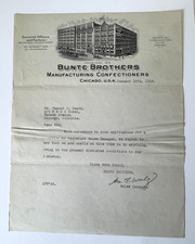 Vintage 1918 Letterhead Chicago IL Bunte Brothers Confectioners West Monroe St picture
