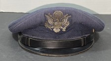 Vintage USAF Air Force Officer Visor Cap Blue 7 1/2 House of Craddock picture