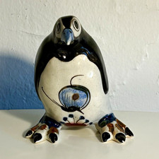 Vintage Ken Edwards Tonalá Pottery Hand-Painted Penguin Figurine Made in Mexico picture