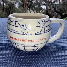 Vintage Reebok Worldwide Globe Promo Cup Mug Blue Crazing   019 picture