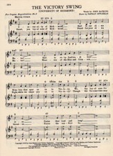 UNIVERSITY OF RICHMOND Vintage Song Sheet c 1970 