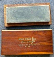 Vintage Buck Knives Washita Stone #134 Whetstone In Original Cedar Box 1970s picture