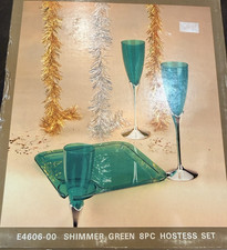 MCM George Briard E4606-00 Shimmer Green Lucite 8 PC Hostess Set NIB In Box picture