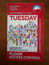 FREE SHIP Democratic National Convention DNC Obama Pass 9/4/12 Floor Acc Contr picture