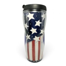 New Vintage 2005 Starbucks USA American Flag Tumbler 12oz Japan Release w Paper picture