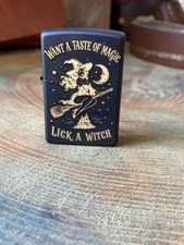 Lick a Witch 4 Side  | Halloween Pinup | Matte Black Zippo | Made In USA picture