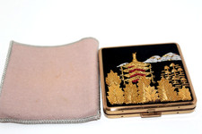 Vintage Queen Star Japanese Embroidered Compact Powder Mirror Makeup Case picture