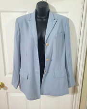Oscar by Oscar de la Renta Women’s Blue Twill Blazer Polyester Pockets 8 picture