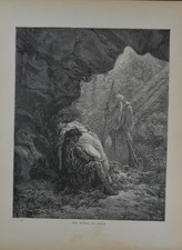 Antique Gustave Dore Art Print Chactas and Atala Native American 1880 Victorian picture
