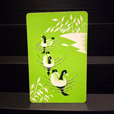 Vintage 1950s Congress Playing Card Single Swap Mid-Century Ducks on Pond Green picture