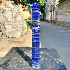 2.48LB Large Natural Lapis lazuli quartz crystal obelisk point wand aura healing picture