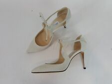 Jimmy Choo Vanessa 85 Tied Pumps Eggshell Ivory Weave Texture Size 38.5 picture