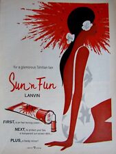 1963 Lanvin Sun N Fun Tahitian Tan Vintage Original Print Ad 8.5 x 11