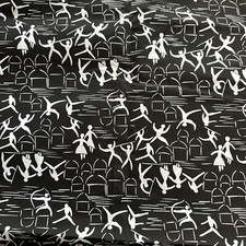 Vtg Cotton Fabric Unique & Beautiful Black & White Print 1980s 5-1/2 Yards X 44” picture