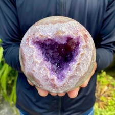 2.2LB Amethyst Agate Geode Sphere Spiritual Energy Wealth Home Crystal Ornament picture